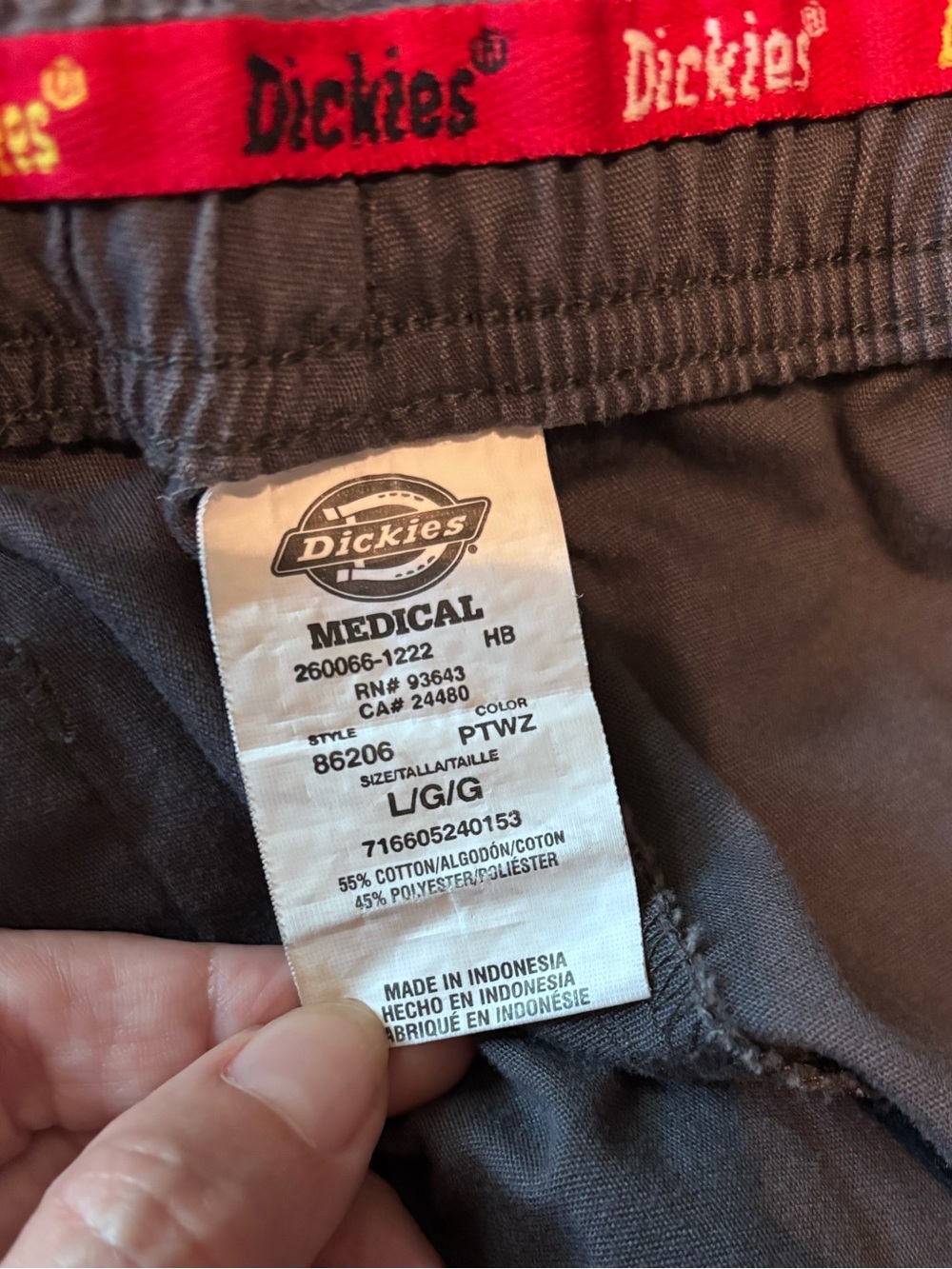 Dickies Black Cargo Drawstring Medical Pants Size Large - Picture 7 of 11